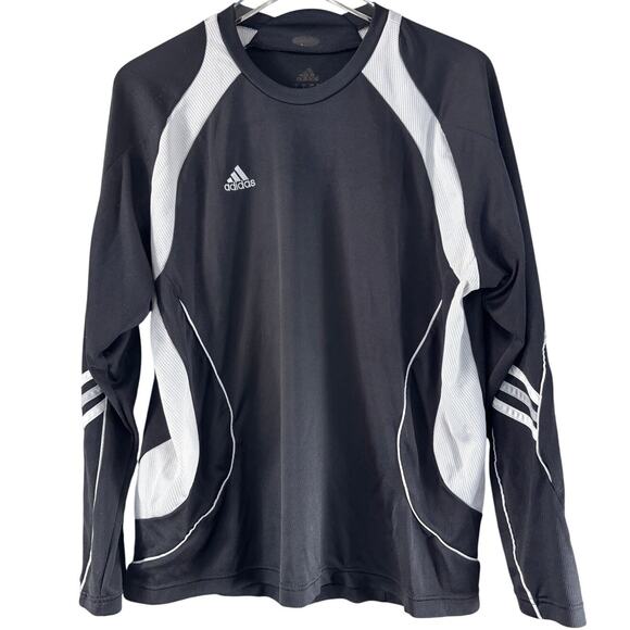 Adidas Long Sleeve Mens Training Running Black White T-Shirt Size M - Picture 1 of 6